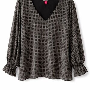 Vince Camuto Charcoal Patterned Blouse